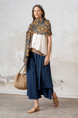 FALDA CAPAS LARGAS AZUL MARINO