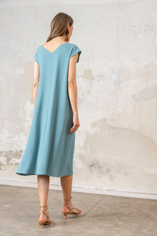 VESTIDO NUDO LATERAL VERDE AGUA