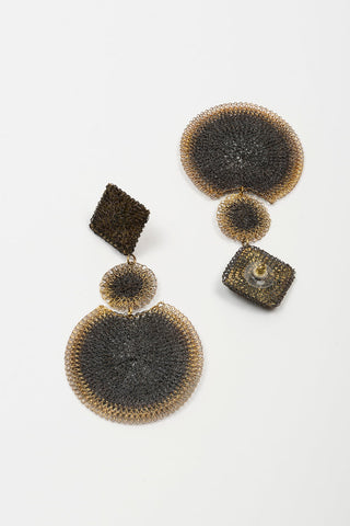 PENDIENTES MALLA REDONDOS GRIS OSCURO