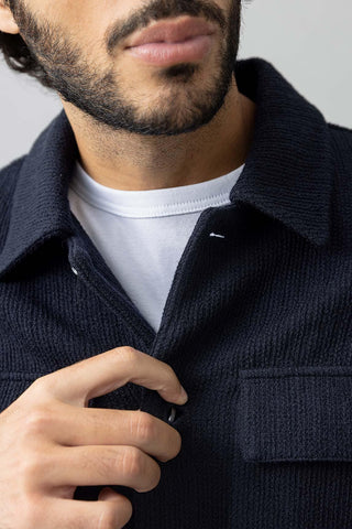 Mos Mosh Austin navy blue overshirt