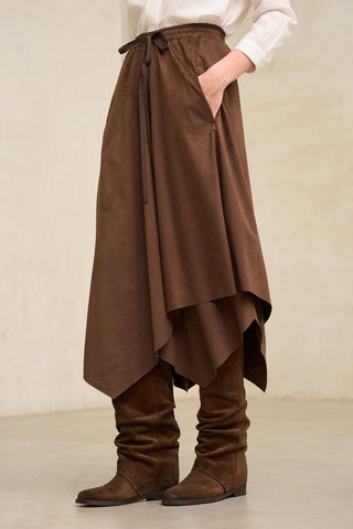 Maia brown suede-effect skirt