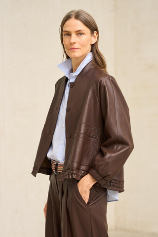 Jeidy brown vegan leather jacket