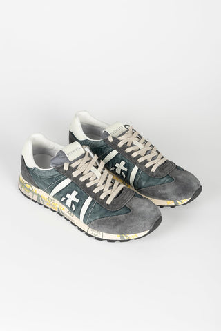 Zapatillas Velor azul de ante y tejido técnico hombre