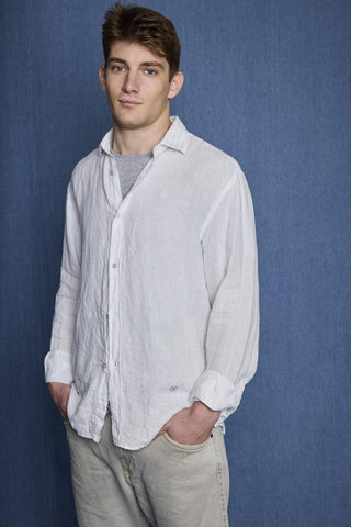 Camisa Koike blanco con raya azul