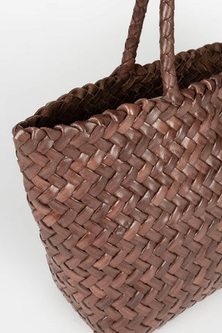 Brown braided leather bag