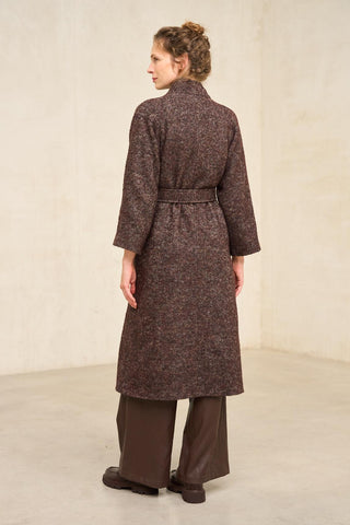 Abrigo Nubaria tweed marrón
