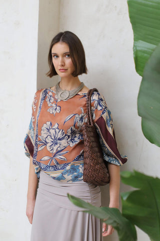 Brown braided leather bag