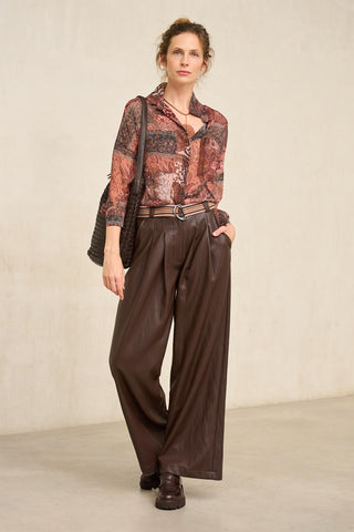 Numa chocolate brown vegan leather trousers