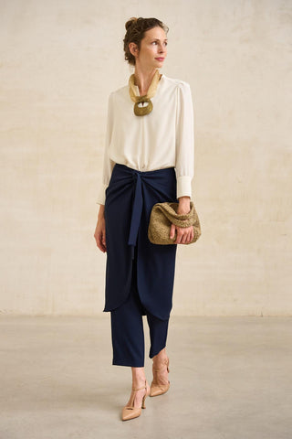 Navy Blue Cunde Trousers with Overlay Skirt